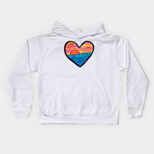 Ocean Sunset Heart Kids Hoodie